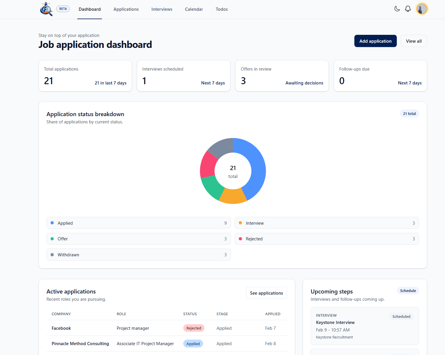 Jobilight - Job Search Management Platform project preview